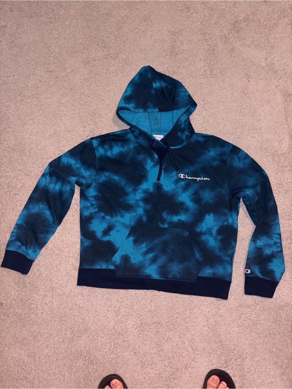 Champion Teal & Navy Tie-Dye Hoodie